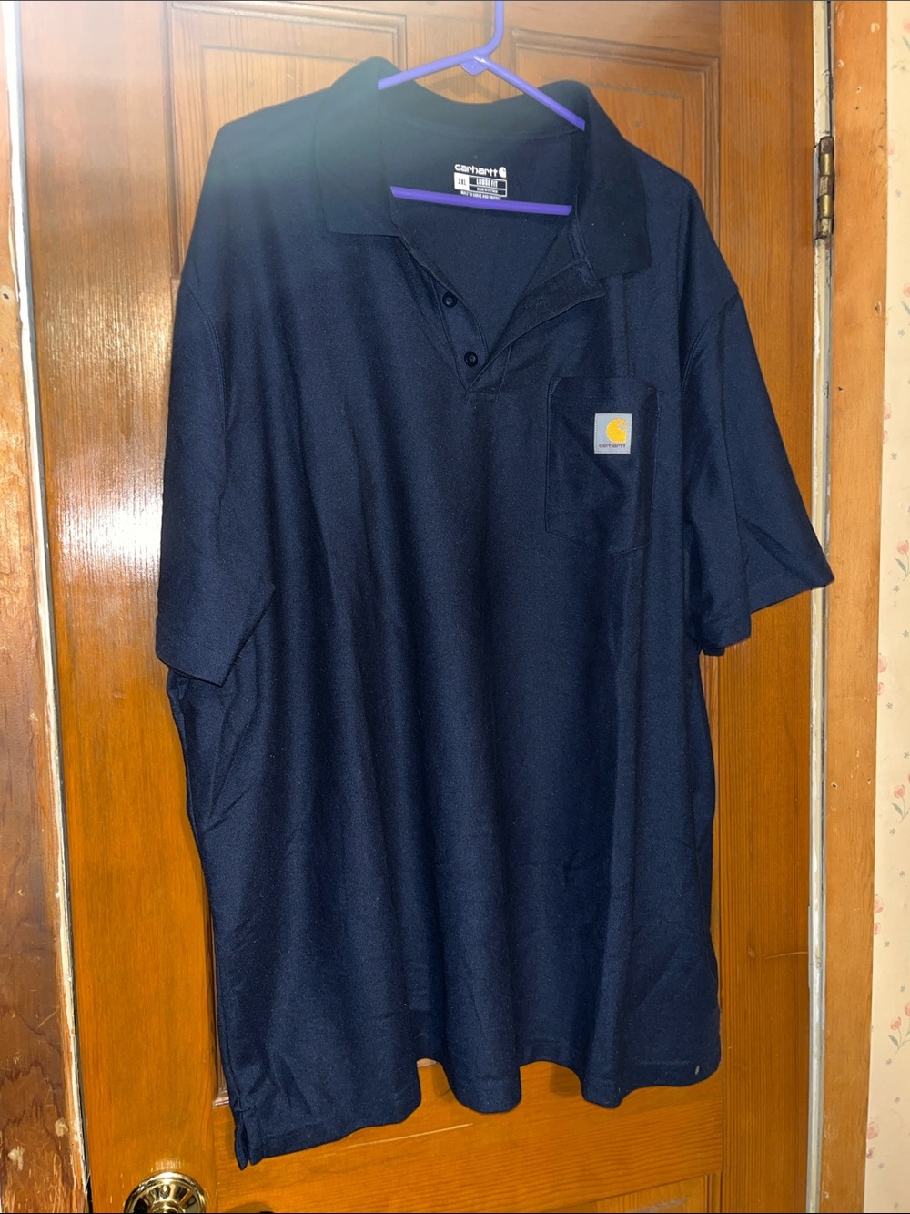 Carhartt Men's Dark Navy Polo with Chest Pocket Patch